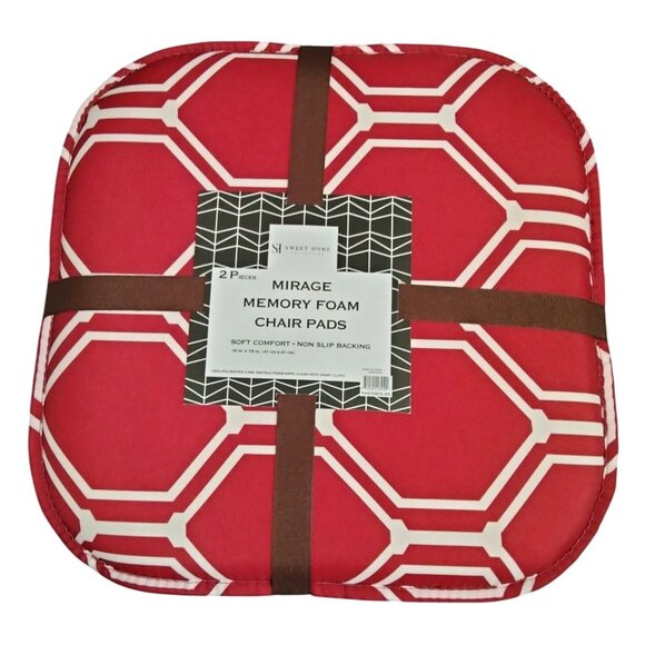 Mirage Hexagonal Memory Foam Chair Cushion Set 16"X16" Non-Slip Backing 4-Pack - Picture 2 of 7